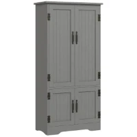 HOMCOM 4-Door Storage Cabinet Multi-Storey Large Space Pantry with Adjustable Shelves Grey(m-2)