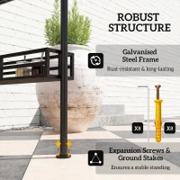 Outsunny 8' x 5' BBQ Grill Gazebo, 2-Tier Outdoor BBQ Gazebo with 2 Side Shelves, Storage Baskets, Ceiling Hook, Dark Brown(m-6)