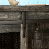 HOMCOM 55" Coffee Bar Cabinet with Lights, Farmhouse Wine Cabinet with Wine and Glass Racks for Kitchen, Dining Room, Brown(m-10)