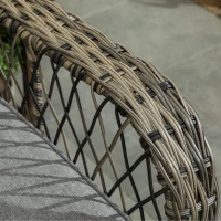 Outsunny 3 Piece Outdoor Bistro Set, Wicker Small Patio Furniture Set with Swivel Glider Chairs for Balcony, Porch, Gray(m-8)