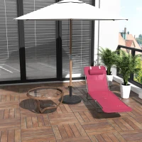 Outsunny Folding Chaise Lounge Chair, Pool Sun Tanning Chair, Outdoor Lounge Chair with Reclining Back, Breathable Mesh Seat, Headrest for Beach, Yard, Patio, Pink(m-10)