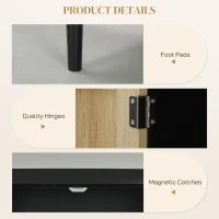 HOMCOM Bohemian Sideboard, 31.5" Buffet Cabinet with 2 Rattan Doors and Shelves for Living Room, Hallway, Black(m-7)