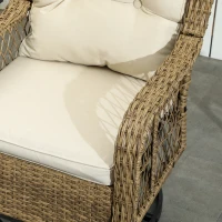 Outsunny 3 Piece Outdoor Bistro Set, Wicker Small Patio Furniture Set with Swivel Glider Chairs for Balcony, Porch, Beige(m-8)