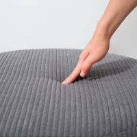 HOMCOM 24 Inches Round Storage Ottoman Stool with Lid, Upholstered Corduroy Foot Rest for Living Room, Bedroom, Gray(m-7)