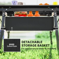 Outsunny 3ft Aluminum Small Folding Table, Portable Camping Table with Storage Bag, Carry Bag for Outdoor Picnic BBQ, Black(m-4)