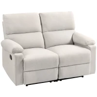 HOMCOM 2 Seater Reclining Chair, Loveseat Recliner Sofa with Footrest and Split Backrest, Cream White(m-2)
