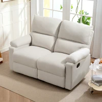 HOMCOM 2 Seater Reclining Chair, Loveseat Recliner Sofa with Footrest and Split Backrest, Cream White(m-10)
