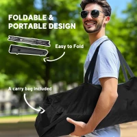 Outsunny 3ft Aluminum Small Folding Table, Portable Camping Table with Storage Bag, Carry Bag for Outdoor Picnic BBQ, Black(m-7)