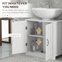 kleankin Bathroom Sink Cabinet, Pedestal Sink Cabinet with Adjustable Shelf, White(m-6)