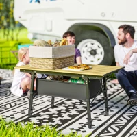 Outsunny 3ft Aluminum Small Folding Table, Portable Camping Table with Storage Bag, Carry Bag for Outdoor Picnic BBQ, Brown(m-2)