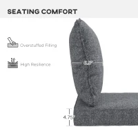 Outsunny 4-Piece Seat Cushion Pillows Replacement, Patio Chair Cushions Set with Back for Indoor Outdoor, Grey(m-5)