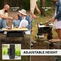 Outsunny 3ft Aluminum Small Folding Table, Portable Camping Table with Storage Bag, Carry Bag for Outdoor Picnic BBQ, Brown(m-5)