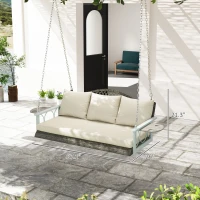 Outsunny 3 Person Wicker Hanging Outdoor Patio Porch Swing Bench with Cup Holders, Cushions, and Chains, Natural(m-3)