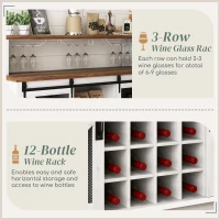 HOMCOM 55" Coffee Bar Cabinet with Lights, Farmhouse Wine Cabinet with Wine and Glass Racks for Kitchen, Dining Room, White(m-6)