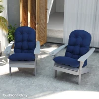 Outsunny Adirondack Chair Cushions Set of 2, Tufted High Back Patio Non-Slip Cushions for Adirondack Chairs, Navy Blue(m-7)