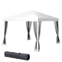 Outsunny 10' x 10' Pop Up Canopy Tent Gazebo with Removable Mesh Sidewall Netting, Carry Bag for Backyard Patio Outdoor, Cream(m-11)