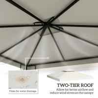Outsunny 10' x 10' Gazebo Replacement Canopy 2 Tier Top UV Cover Pavilion Garden Patio Outdoor Cream White (TOP ONLY)(m-4)