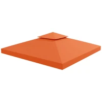 Outsunny 10' x 10' Square 2-Tier Gazebo Canopy Replacement Top Cover Outdoor Garden Sun Shade, Orange(m-11)