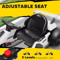 Aosom 24V Electric Go Kart, Battery Powered Kids Drift Kart with Adjustable Seat, Seat Belt, Horn, Music, Light, White(m-6)