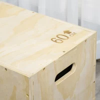 Soozier 3-in-1 Wooden Plyo Box, Plyometric Jump Box with Handle Openings for Home Gym, Workout Training, Natural(m-9)