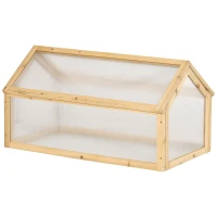 Outsunny Wooden Cold Frame Greenhouse Garden Portable Raised Planter with Openable Top for Indoor, Outdoor, Flowers, Vegetables, Plants, 35.5" x 20.5" x 19.5", Light Brown(m-2)