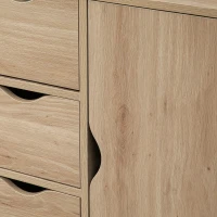 HOMCOM Freestanding Storage Cabinet, Bathroom Floor Cabinet with 4 Drawers and Door, Oak(m-9)