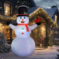 Outsunny 12FT Christmas Inflatable Decorations, Xmas Blow Up Snowman with Rotating Colorful LED Light for Indoor, Outdoor(m-8)