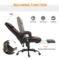 Vinsetto Massage Office Chair with 6 Vibrating Points, High Back Reclining Office Chair with Footrest and Remote, Brown(m-5)