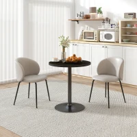 HOMCOM Round Dining Table for 2-4 People, Small Kitchen Table with Wood Grain Top, Black(m-2)