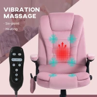 HOMCOM 6 Point Executive Office Chair with Heat, Velvet High Back Vibrating Massage Office Chair, Pink(m-8)