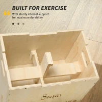 Soozier 3-in-1 Wooden Plyo Box, Plyometric Jump Box with Handle Openings for Home Gym, Workout Training, Natural(m-6)