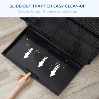 PawHut 23" Bird Cage Flight Parrot House Cockatiels Playpen with Open Play Top and Feeding Bowl Perch Pet Furniture Black(m-5)