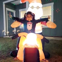 HOMCOM 5.5' H Christmas Holiday Yard Inflatable Outdoor, Light Up LED Decoration, Santa Claus Riding a Motorcycle(m-10)