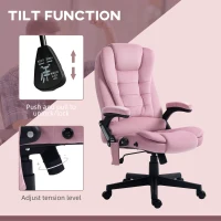 HOMCOM 6 Point Executive Office Chair with Heat, Velvet High Back Vibrating Massage Office Chair, Pink(m-6)