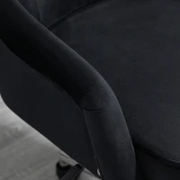 HOMCOM Modern Mid-back Desk Chair with Button Tufted Velvet Back, Nailhead Trim, Swivel Home Office Chair with Adjustable Height, Curved Padded Armrests, Black(m-11)