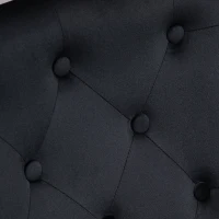 HOMCOM Modern Mid-back Desk Chair with Button Tufted Velvet Back, Nailhead Trim, Swivel Home Office Chair with Adjustable Height, Curved Padded Armrests, Black(m-12)