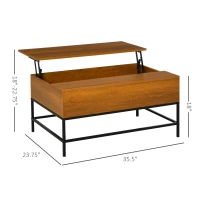 HOMCOM Modern Lift Top Coffee Table with Hidden Storage Compartment and Metal Legs, for Living Room, Home Office, Natural(m-3)