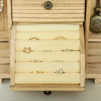 HOMCOM 4-Tier Wooden Jewelry Box for Women, Jewelry Organizer with Mirror and 2 Drawers for Rings Earrings Necklaces, Brown(m-9)