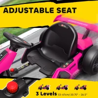 Aosom 24V Electric Go Kart, Battery Powered Kids Drift Kart with Adjustable Seat, Seat Belt, Horn, Music, Light, Pink(m-6)