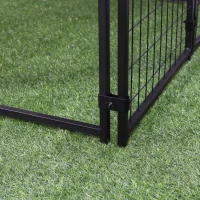 PawHut 4.6' x 4.6' x 5' Outdoor Dog Kennel, Welded Wire Heavy Duty Dog Run, Dog Kennel Outside with Waterproof & UV Resistant Cover, for S&M Dogs, Black(m-10)