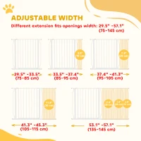 PawHut 30"- 57" Easy Install Pet Gate w/ Door & Double Locking System, Extra Wide Dog Gate for Stairs, Hallways, White(m-4)