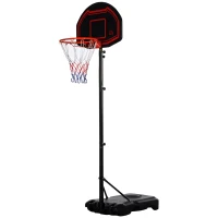 HOMCOM 7-8.5ft Basketball Hoop, Freestanding Basketball System with 27.5" Shatterproof Backboard and Wheels, Black(m-2)