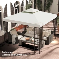 Outsunny 10' x 10' Gazebo Replacement Canopy 2 Tier Top UV Cover Pavilion Garden Patio Outdoor Cream White (TOP ONLY)(m-10)