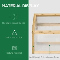 Outsunny Wooden Cold Frame Greenhouse Garden Portable Raised Planter with Openable Top for Indoor, Outdoor, Flowers, Vegetables, Plants, 35.5" x 20.5" x 19.5", Light Brown(m-4)