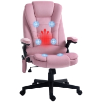 HOMCOM Velvet Massage Office Chair with Heat, High Back, Pink