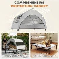 PawHut Elevated Dog Bed with Removable Canopy, Portable Outside Raised Pet Cot with Cooling Pad, Storage Bag, 42" x 30" x 37"(m-5)