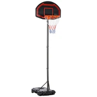 HOMCOM 7-8.5ft Basketball Hoop, Freestanding Basketball System with 27.5" Shatterproof Backboard and Wheels, Black(m-11)