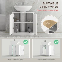 kleankin Bathroom Sink Cabinet, Pedestal Sink Cabinet with Adjustable Shelf, White(m-4)