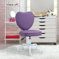 HOMCOM Heart Love Shaped Back Design Office Chair with Adjustable Height, Purple(m-2)