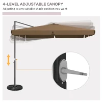 Outsunny 10' Cantilever Patio Umbrella, Square Offset Umbrella with Tilt, Crank, Cross Base, Aluminum Pole and Air Vent, Tan(m-5)